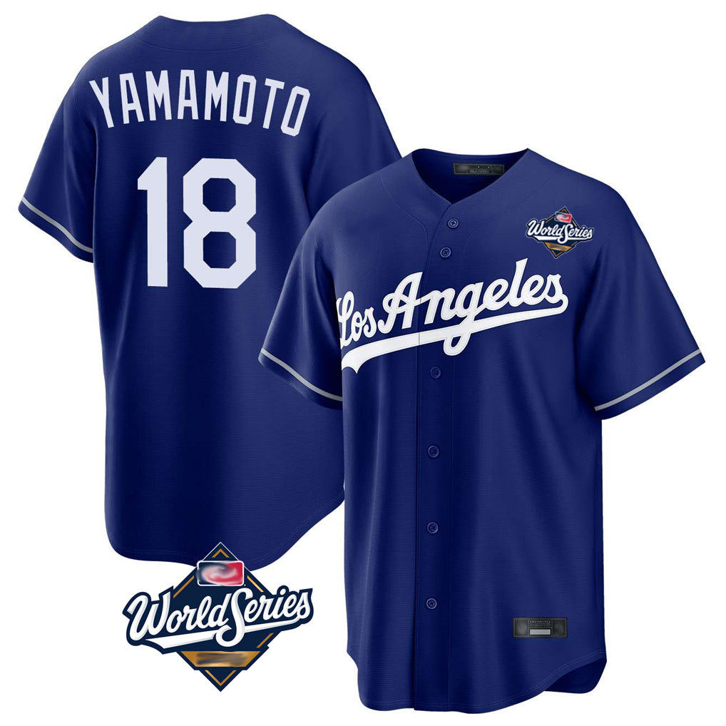 Friene LA.Dodgers #18 Yoshinobu Yamamoto Player Royal World Series Game Stitched Jerseys