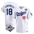 Friene LA.Dodgers #18 Yoshinobu Yamamoto Player White World Series Limited Home Stitched Jerseys