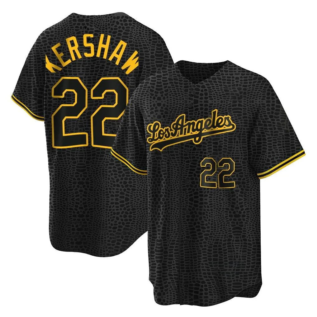 Friene LA.Dodgers #22 Clayton Kershaw Player Black Snake Skin City Game Home Stitched Jerseys