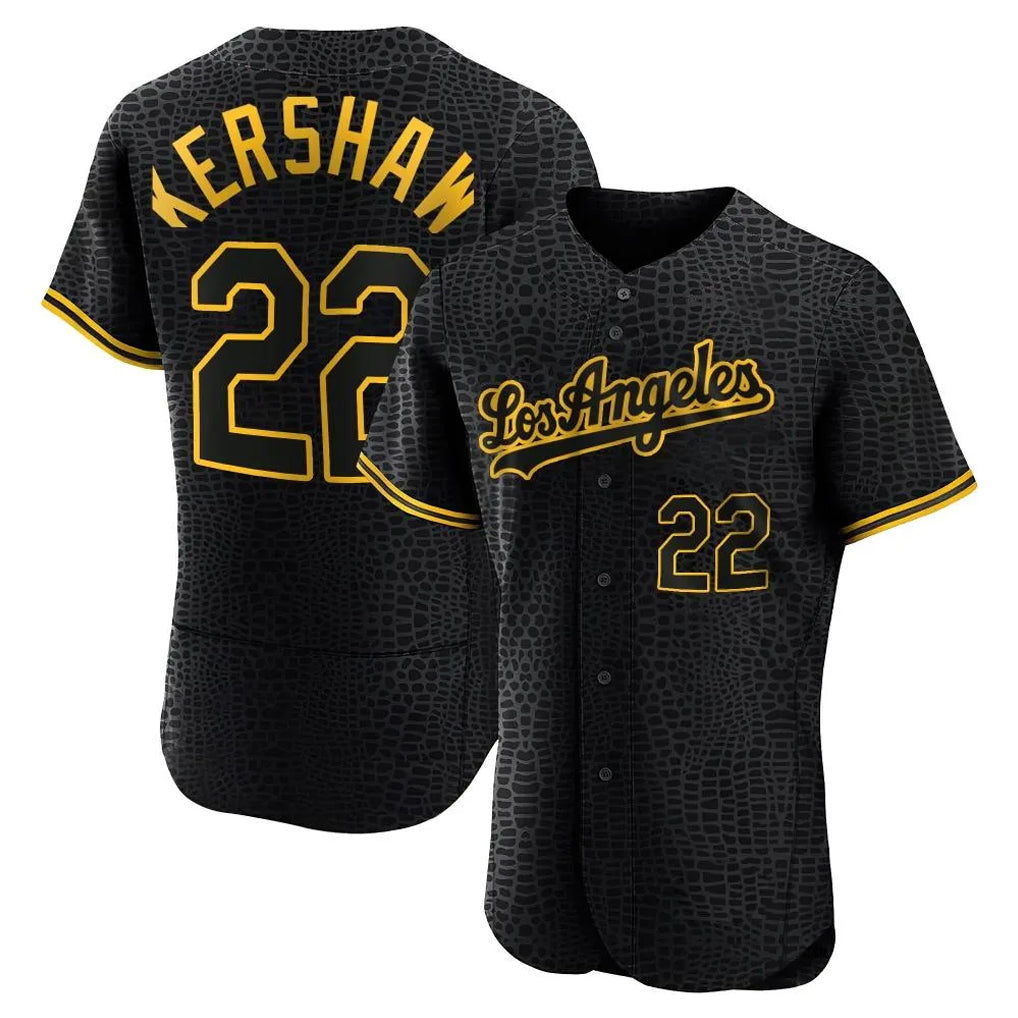 Friene LA.Dodgers #22 Clayton Kershaw Player Black Snake Skin City Limited Elite Home Stitched Jerseys