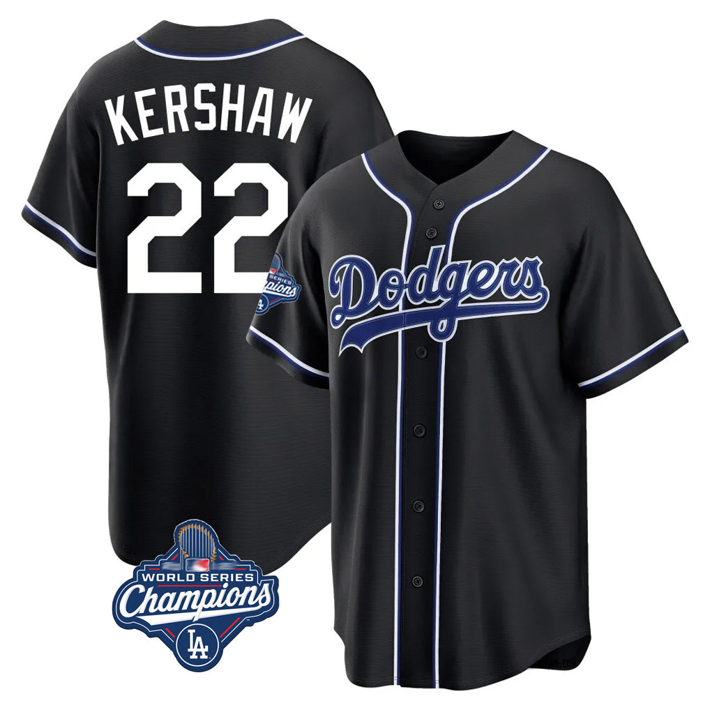 Friene LA.Dodgers #22 Clayton Kershaw Player Black World Series Meet Carbon Limited Home Stitched Jerseys