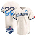 Friene LA.Dodgers #22 Clayton Kershaw Player Cream World Series Meet City Connect Limited Home Stitched Jerseys