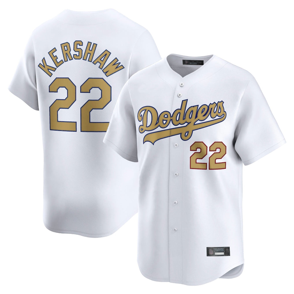 Friene LA.Dodgers #22 Clayton Kershaw Player Gold Collection Limited Home Stitched Jerseys