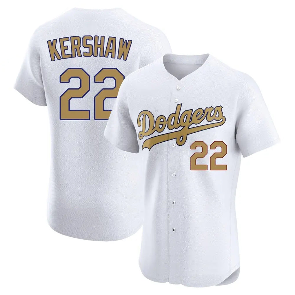 Friene LA.Dodgers #22 Clayton Kershaw Player Gold Limited Elite Home Stitched Jerseys
