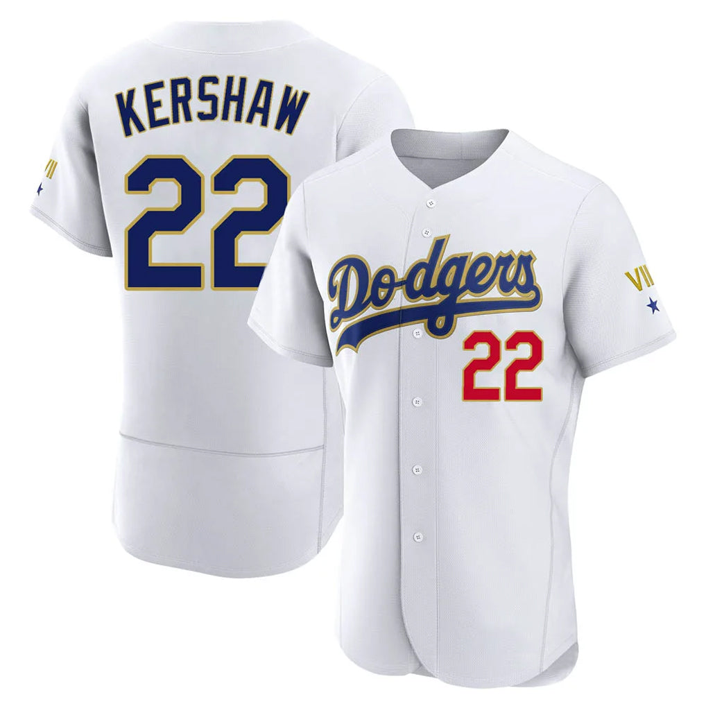 Friene LA.Dodgers #22 Clayton Kershaw Player Gold White 2026 Collection Stadium Limited Elite Stitched Jerseys