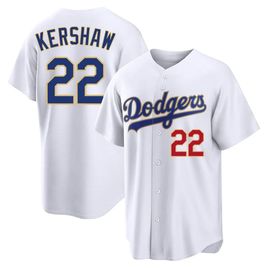 Friene LA.Dodgers #22 Clayton Kershaw Player Gold White 2026 Collection Stadium Limited Stitched Jerseys