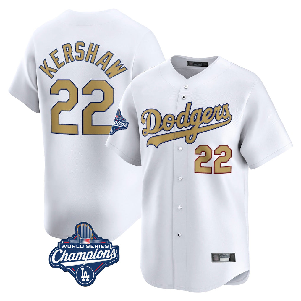 Friene LA.Dodgers #22 Clayton Kershaw Player Gold World Series Meet Collection Limited Home Stitched Jerseys