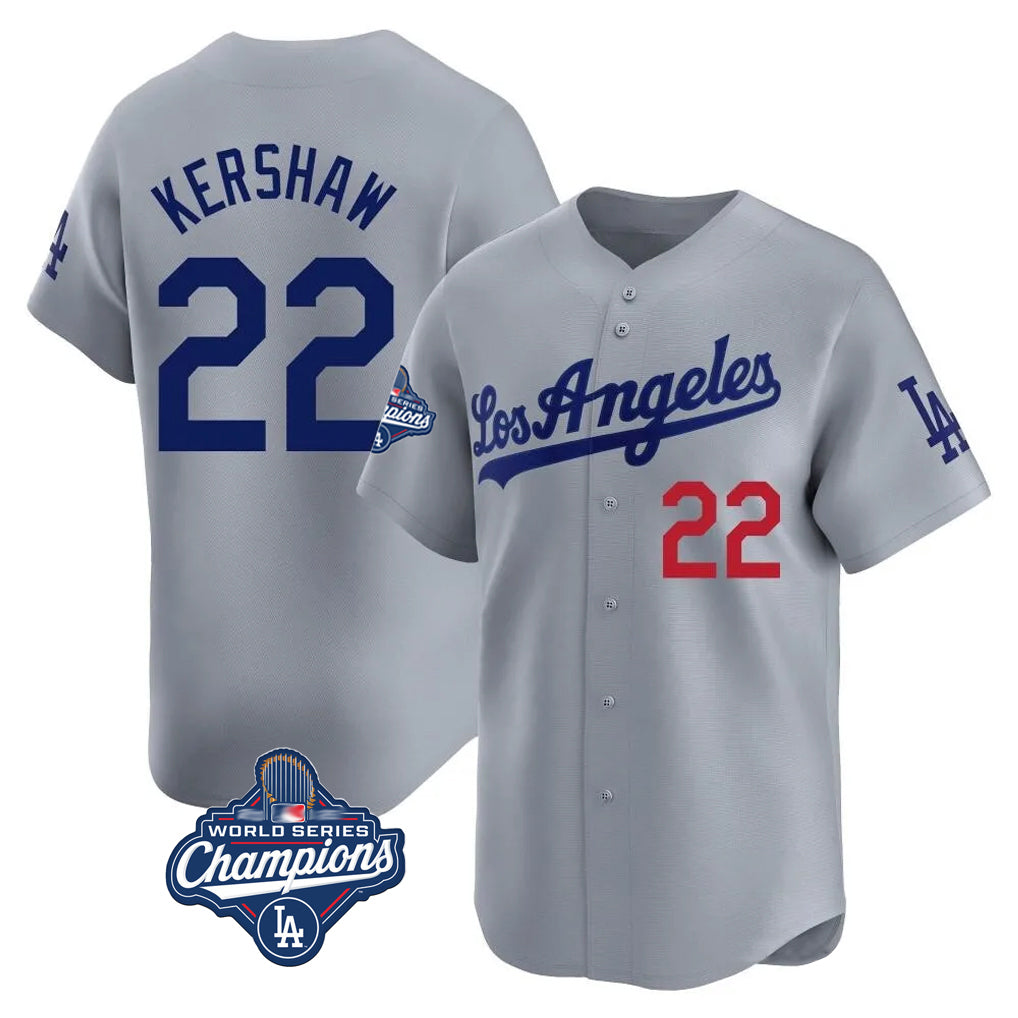 Friene LA.Dodgers #22 Clayton Kershaw Player Gray World Series Meet Limited Home Stitched Jerseys