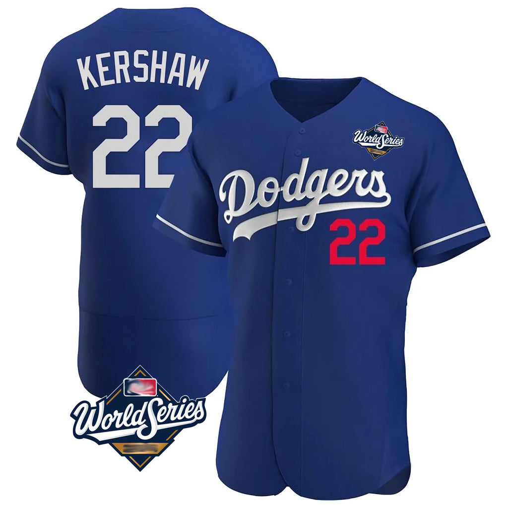 Friene LA.Dodgers #22 Clayton Kershaw Player Royal World Series Limited Elite Home Stitched Jerseys