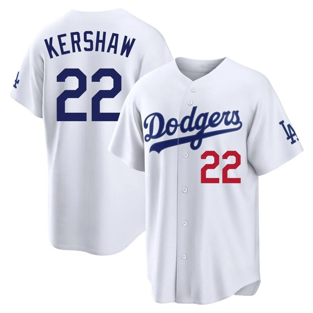 Friene LA.Dodgers #22 Clayton Kershaw Player White Home Game Stitched Jerseys
