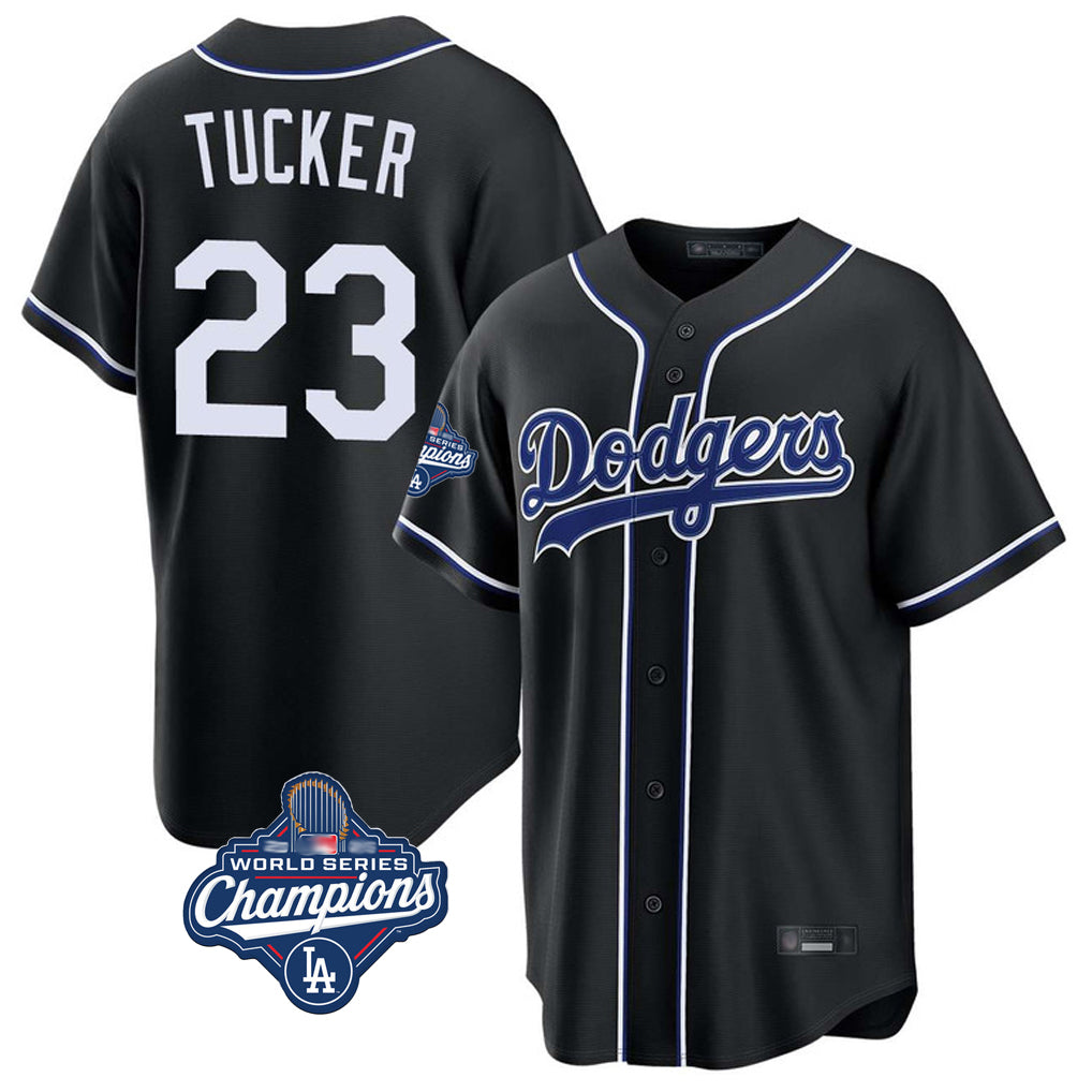 Friene LA.Dodgers #23 Kyle Tucker Player Black World Series Meet Carbon Limited Home Stitched Jerseys