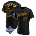 Friene LA.Dodgers #23 Kyle Tucker Player Black World Series Meet Snake Skin City Limited Elite Home Stitched Jerseys