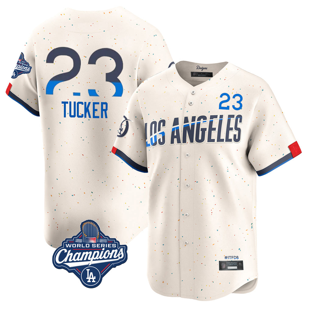 Friene LA.Dodgers #23 Kyle Tucker Player Cream World Series Meet City Connect Limited Home Stitched Jerseys