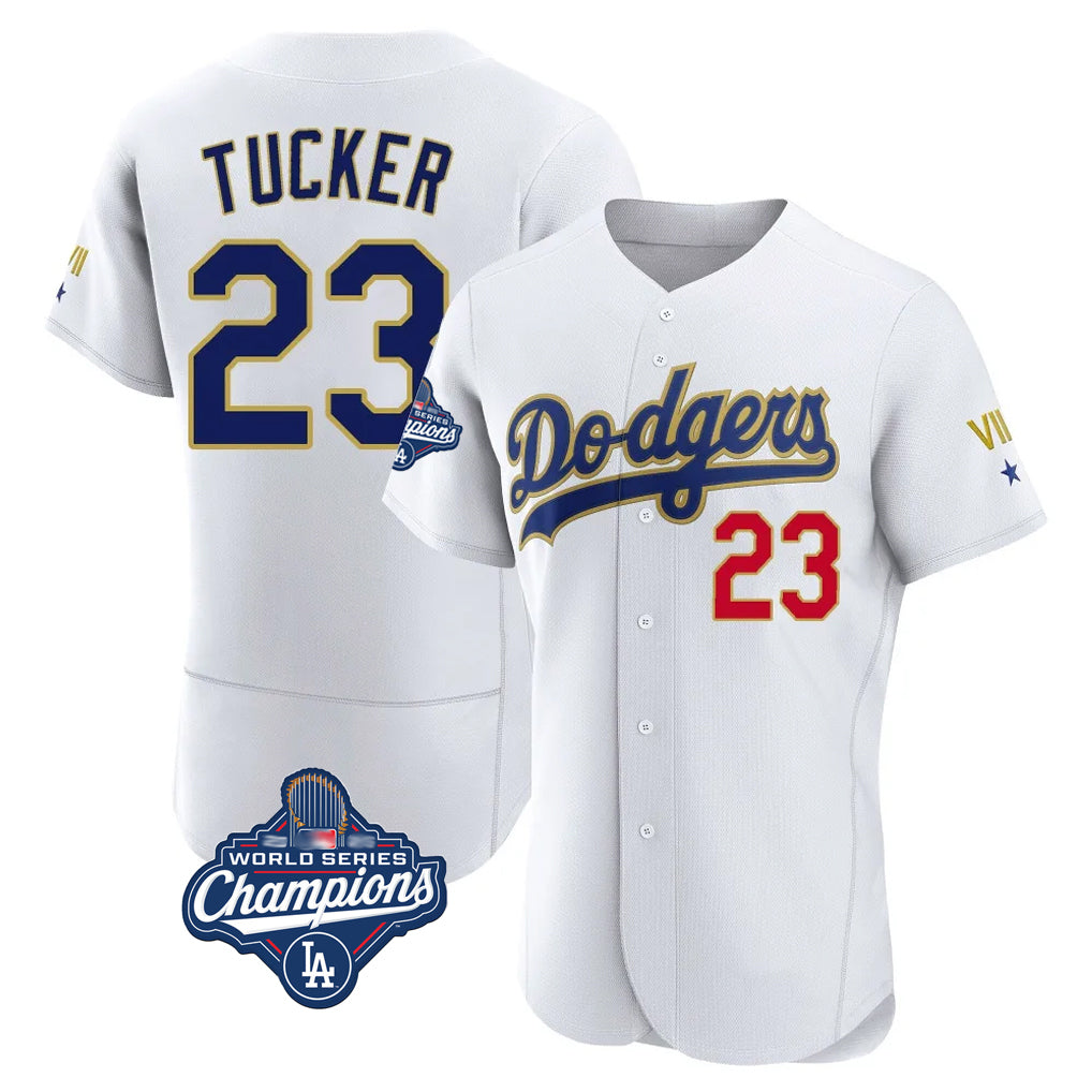 Friene LA.Dodgers #23 Kyle Tucker Player Gold White World Series Meet 2026 Collection Stadium Limited Elite Stitched Jerseys