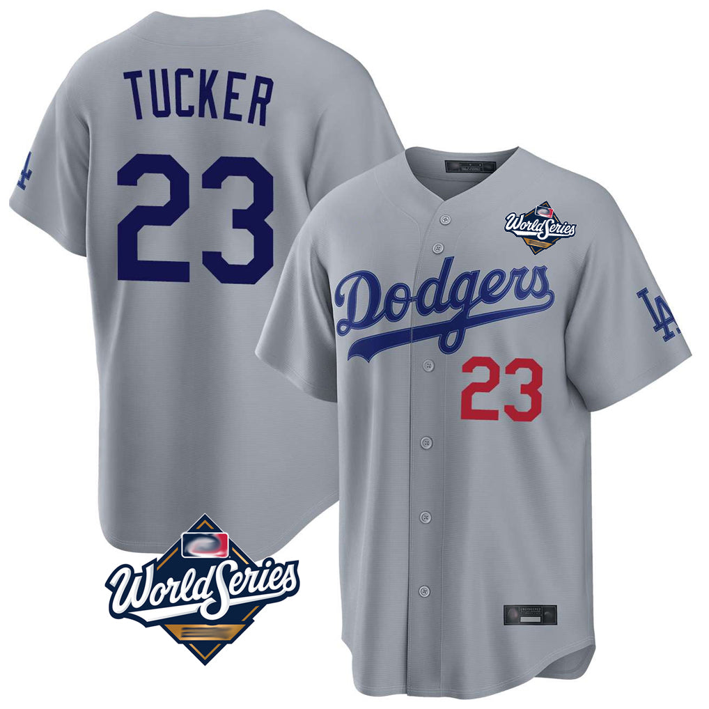Friene LA.Dodgers #23 Kyle Tucker Player Gray World Series Game Home Stitched Jerseys