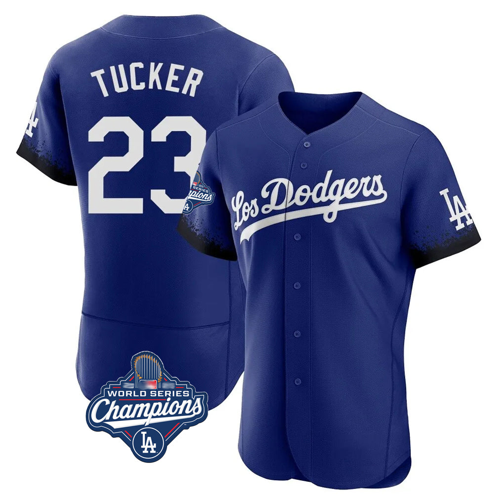 Friene LA.Dodgers #23 Kyle Tucker Player Royal World Series Meet City Connect Elite Home Stitched Jerseys