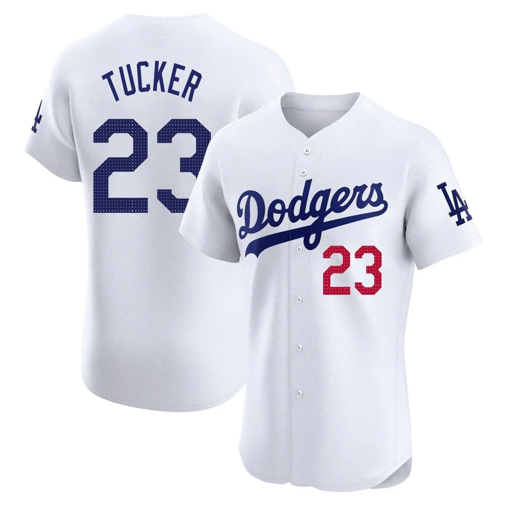 Friene LA.Dodgers #23 Kyle Tucker Player White Limited Elite Home Stitched Jerseys