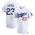Friene LA.Dodgers #23 Kyle Tucker Player White Limited Elite Home Stitched Jerseys