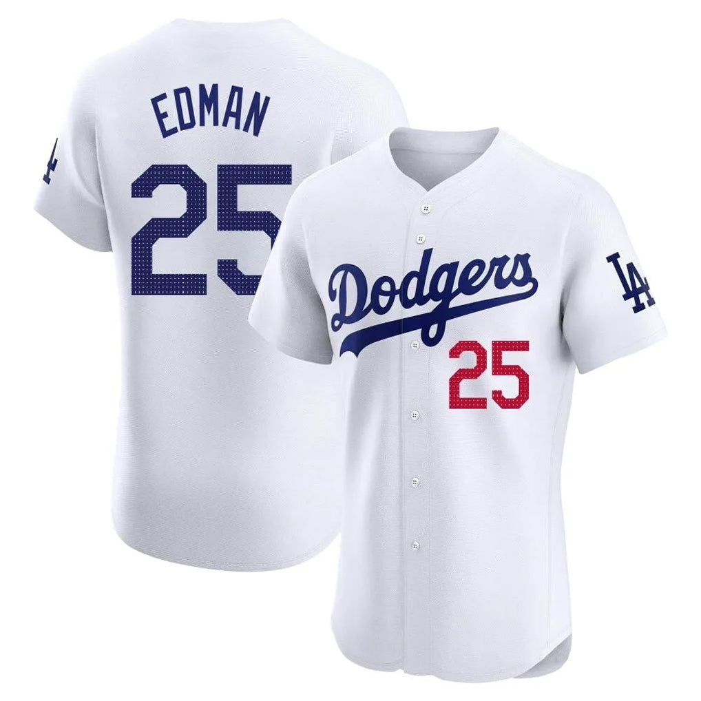 Friene LA.Dodgers #25 Tommy Edman Player Gold White Limited Elite Home Stitched Jerseys