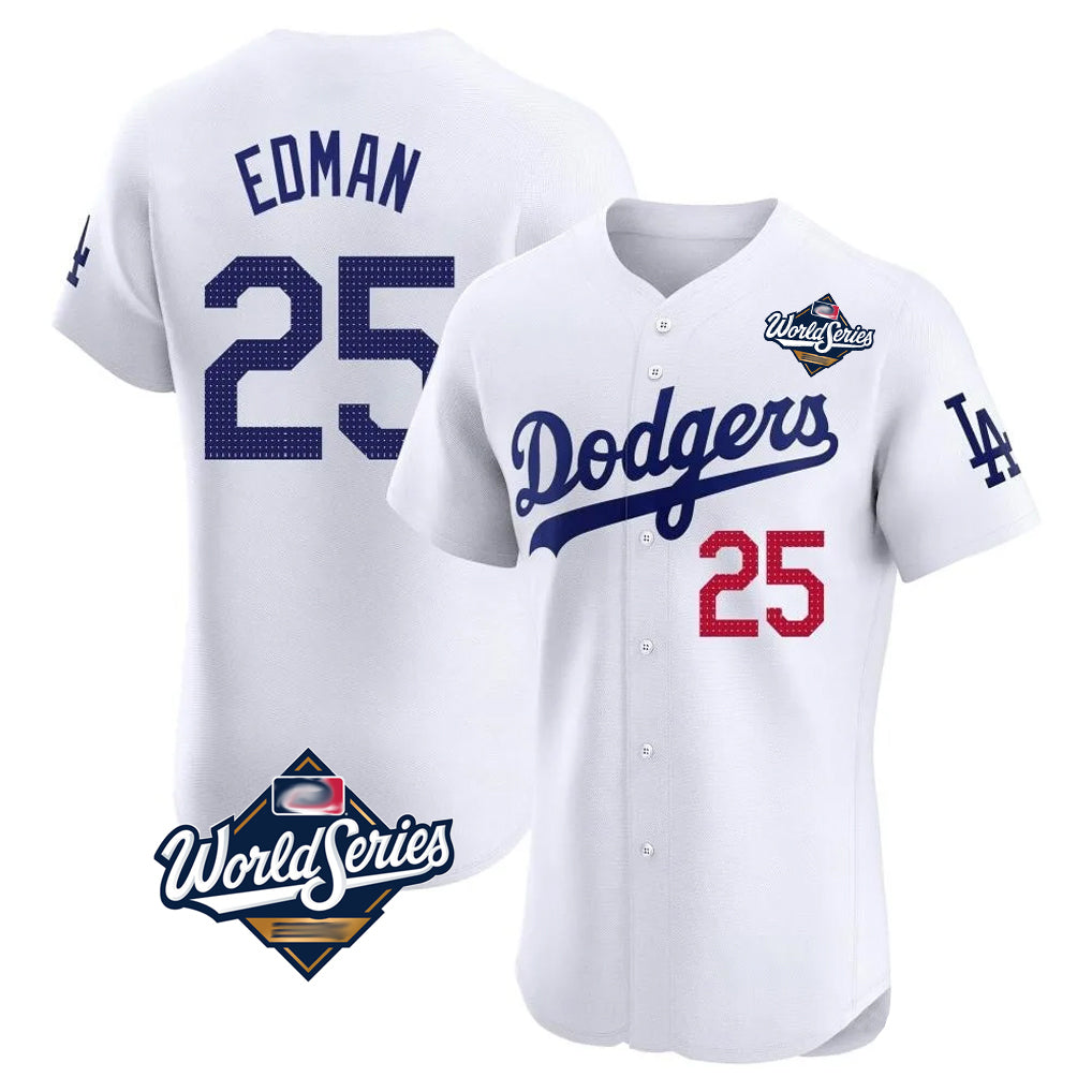 Friene LA.Dodgers #25 Tommy Edman Player Gold White World Series Limited Elite Home Stitched Jerseys