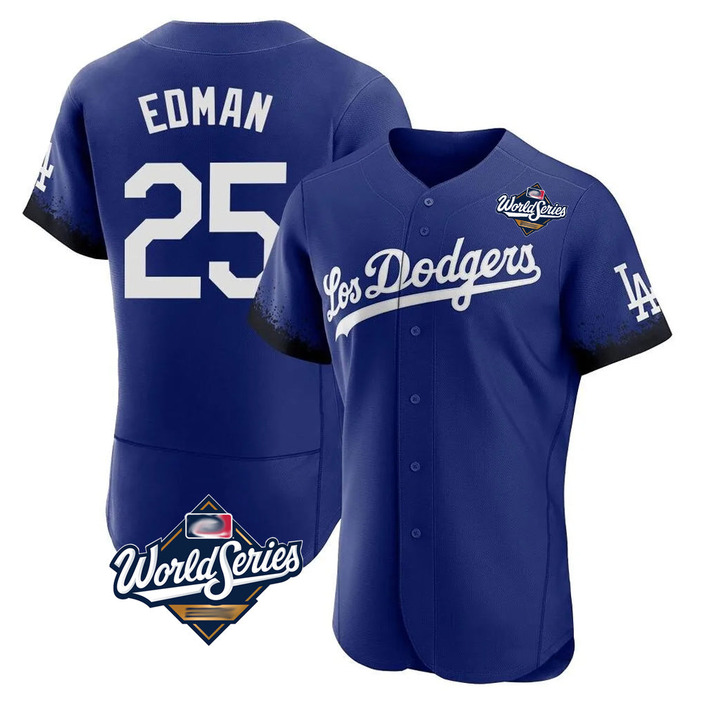 Friene LA.Dodgers #25 Tommy Edman Player Royal World Series City Connect Elite Home Stitched Jerseys