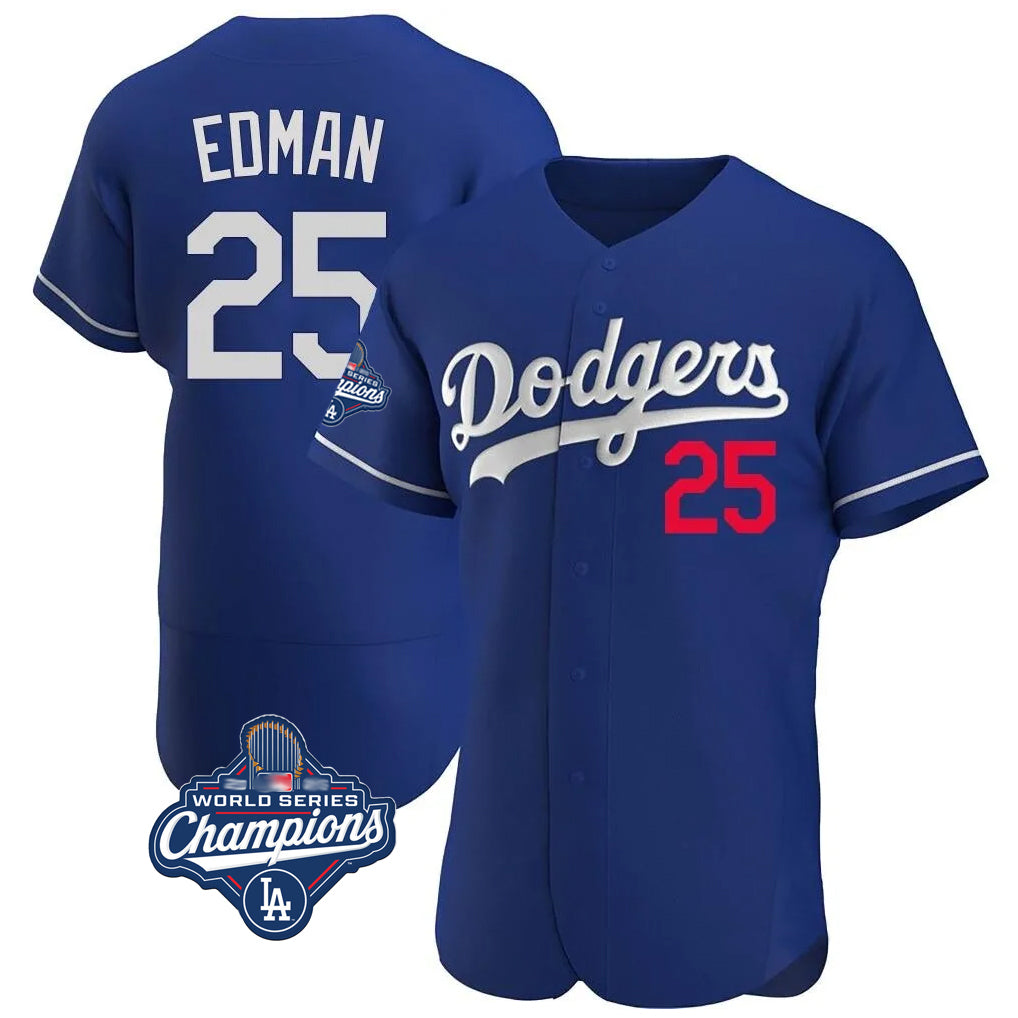 Friene LA.Dodgers #25 Tommy Edman Player Royal World Series Meet Limited Elite Home Stitched Jerseys