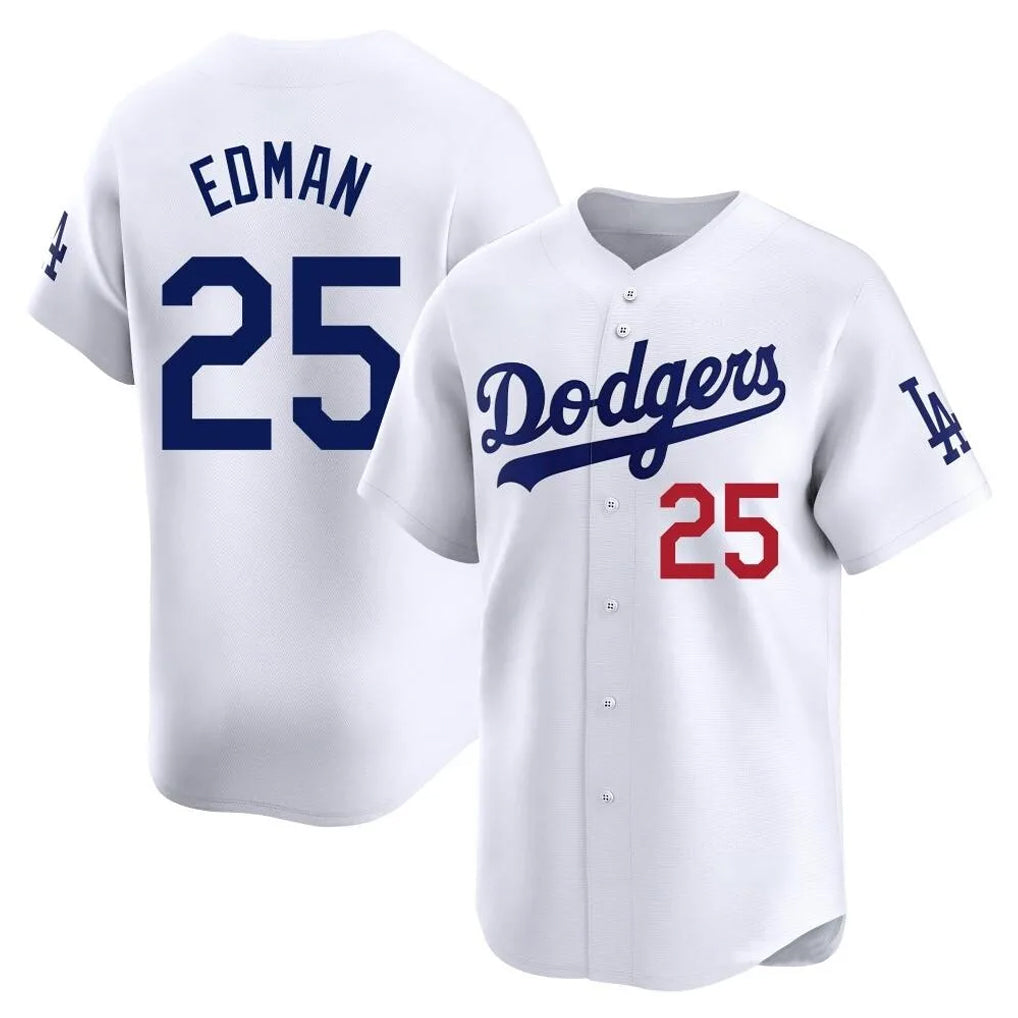 Friene LA.Dodgers #25 Tommy Edman Player White Limited Home Stitched Jerseys