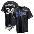 Friene LA.Dodgers #34 Fernando Valenzuela Player Black World Series Carbon Limited Home Stitched Jerseys