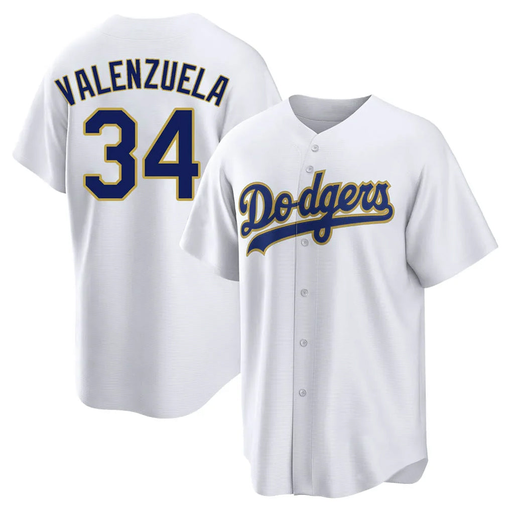 Friene LA.Dodgers #34 Fernando Valenzuela Player Gold White 2026 Collection Stadium Game Stitched Jerseys