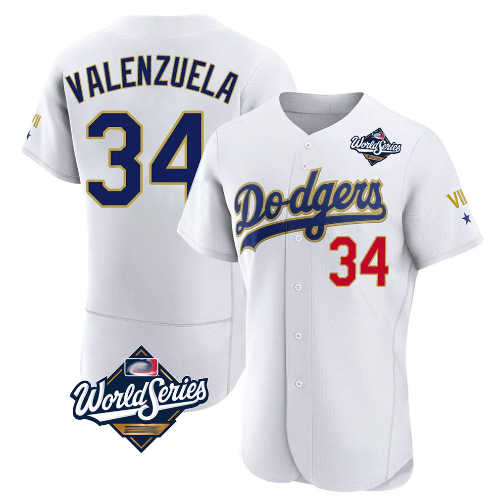 Friene LA.Dodgers #34 Fernando Valenzuela Player Gold White World Series 2026 Collection Stadium Limited Elite Stitched Jerseys