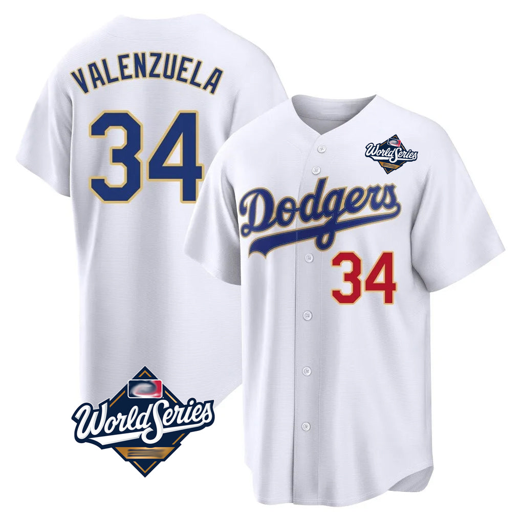 Friene LA.Dodgers #34 Fernando Valenzuela Player Gold White World Series 2026 Collection Stadium Limited Stitched Jerseys