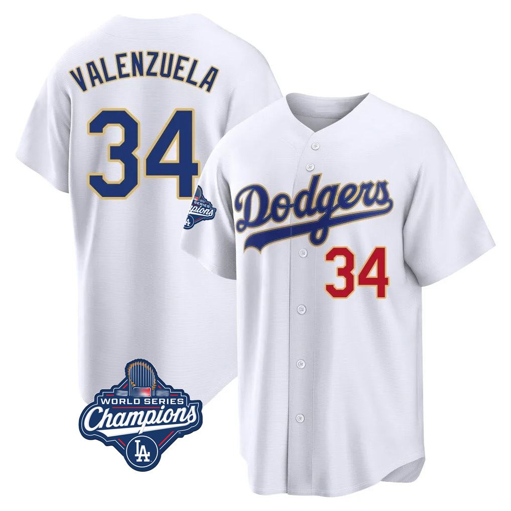 Friene LA.Dodgers #34 Fernando Valenzuela Player Gold White World Series Meet 2026 Collection Stadium Limited Stitched Jerseys