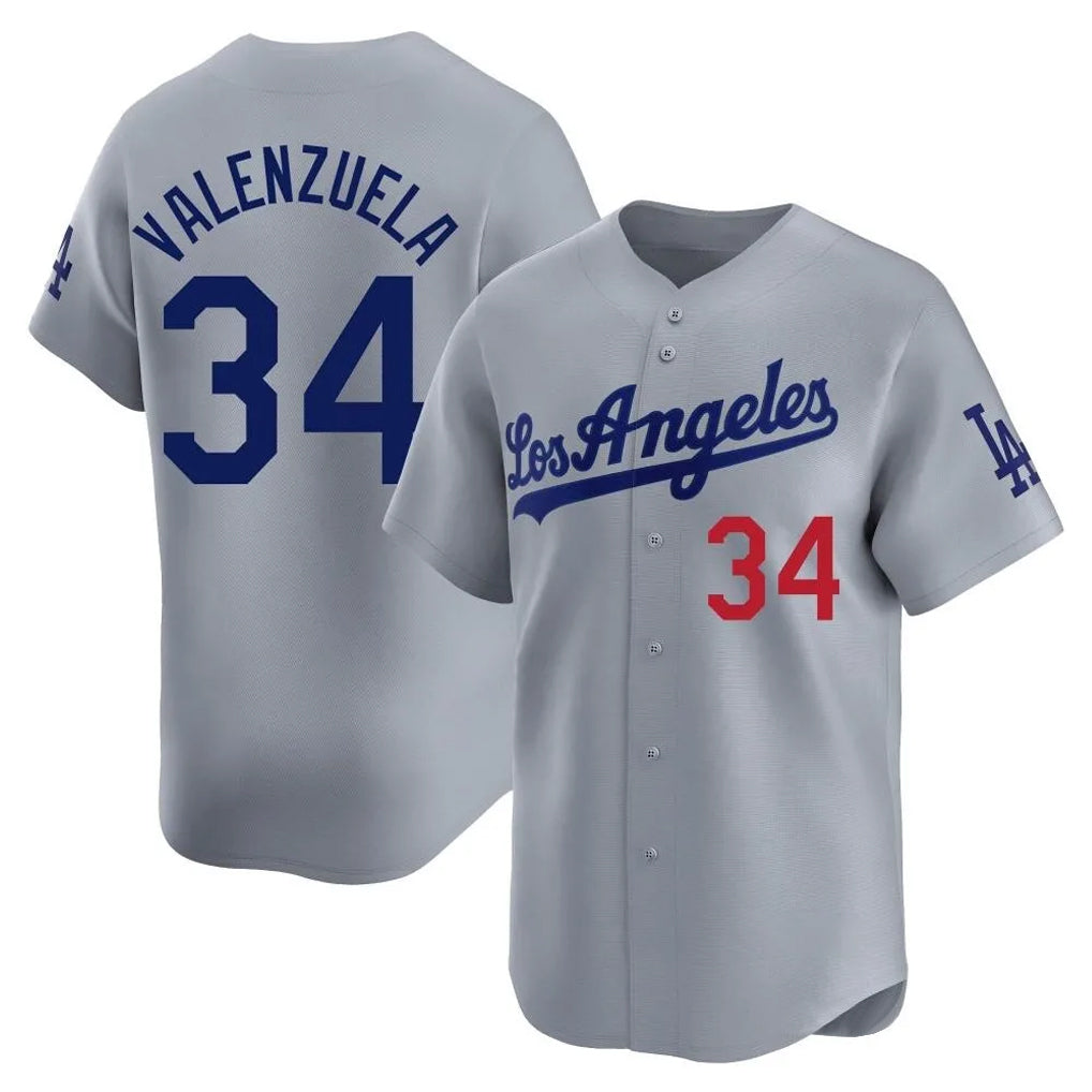 Friene LA.Dodgers #34 Fernando Valenzuela Player Gray Limited Home Stitched Jerseys
