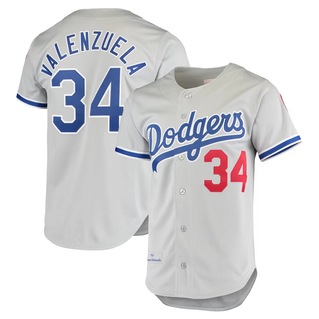 Friene LA.Dodgers #34 Fernando Valenzuela Player Gray Throwback 1981 Stitched Jerseys