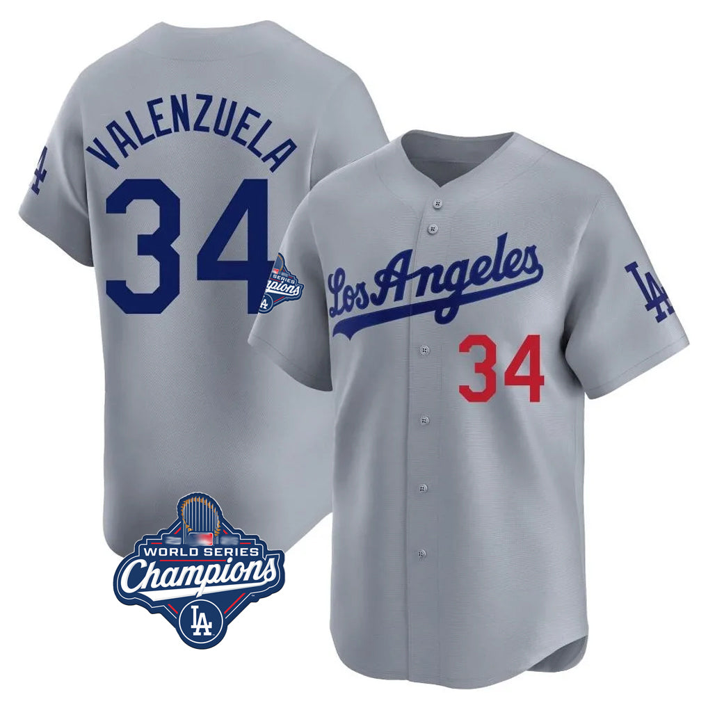 Friene LA.Dodgers #34 Fernando Valenzuela Player Gray World Series Meet Limited Home Stitched Jerseys
