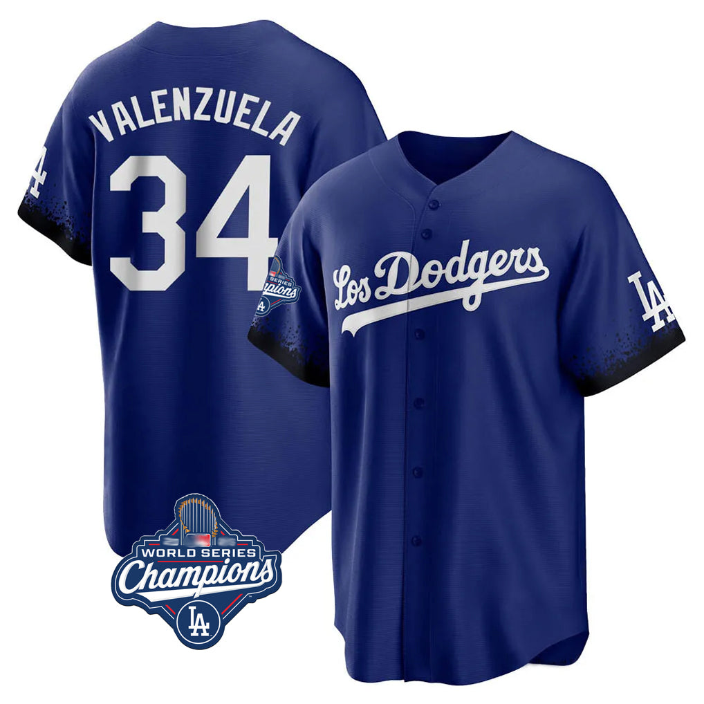 Friene LA.Dodgers #34 Fernando Valenzuela Player Royal World Series Meet City Connect Home Game Stitched Jerseys