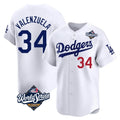 Friene LA.Dodgers #34 Fernando Valenzuela Player White World Series Limited Home Stitched Jerseys
