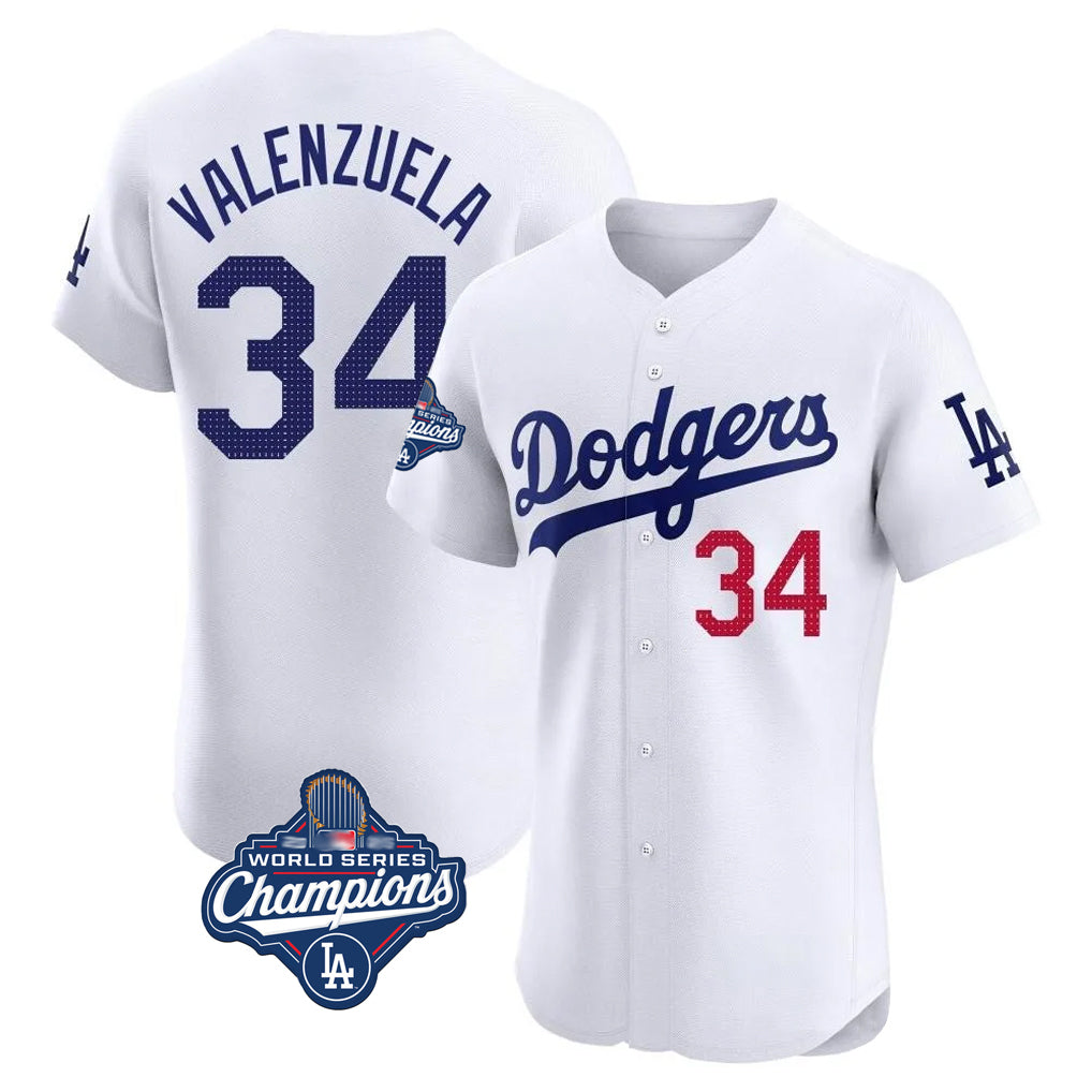Friene LA.Dodgers #34 Fernando Valenzuela Player White World Series Meet Limited Elite Home Stitched Jerseys