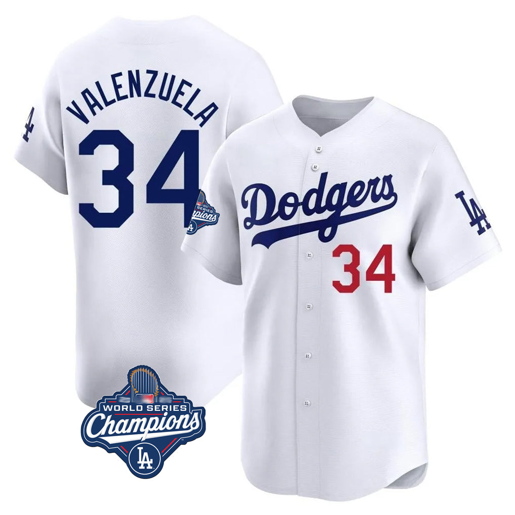 Friene LA.Dodgers #34 Fernando Valenzuela Player White World Series Meet Limited Home Stitched Jerseys