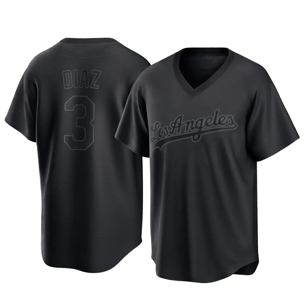Friene LA.Dodgers #3 Edwin D¨ªaz Player Black Pitch Fashion T-shirt Stitched Jerseys