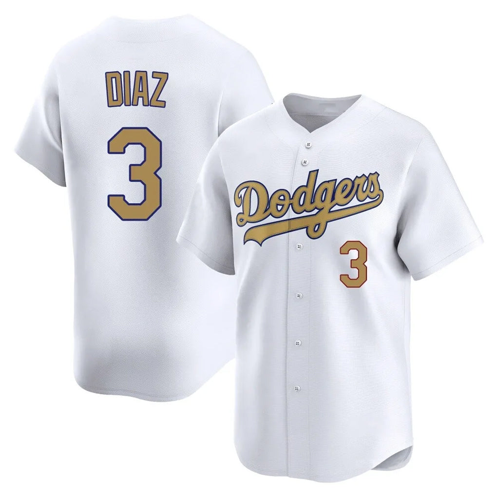 Friene LA.Dodgers #3 Edwin D¨ªaz Player Gold Collection Limited Home Stitched Jerseys