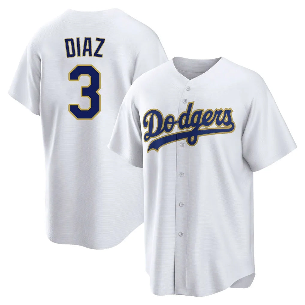 Friene LA.Dodgers #3 Edwin D¨ªaz Player Gold White 2026 Collection Stadium Game Stitched Jerseys