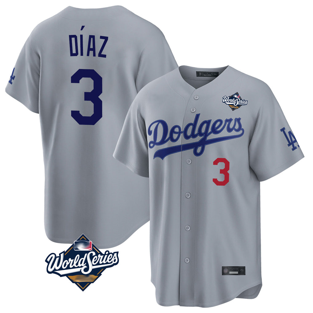 Friene LA.Dodgers #3 Edwin D¨ªaz Player Gray World Series Game Home Stitched Jerseys