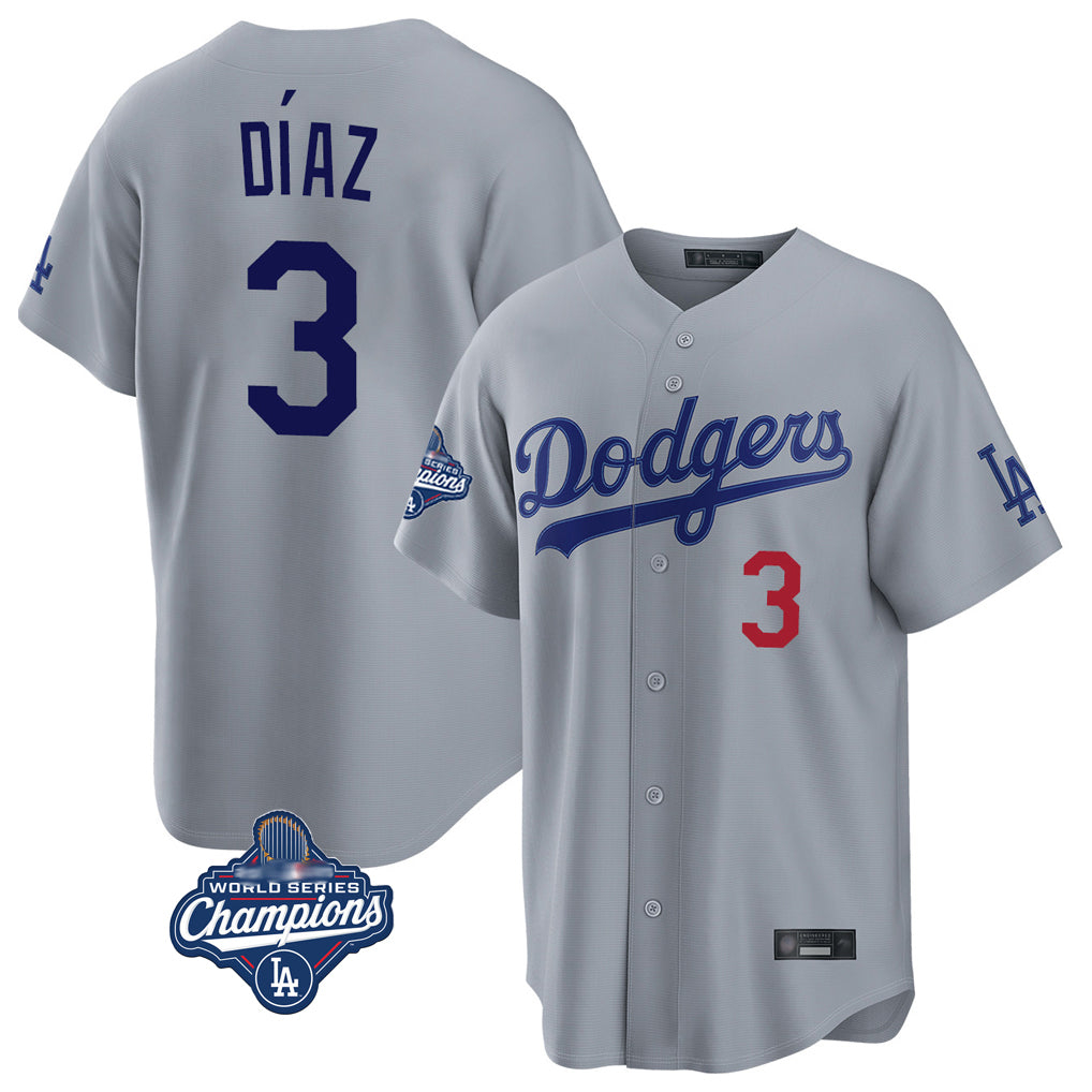 Friene LA.Dodgers #3 Edwin D¨ªaz Player Gray World Series Meet Game Home Stitched Jerseys