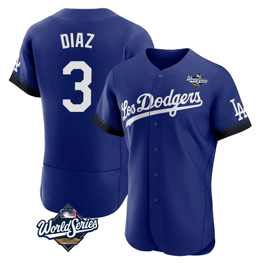 Friene LA.Dodgers #3 Edwin D¨ªaz Player Royal World Series City Connect Elite Home Stitched Jerseys