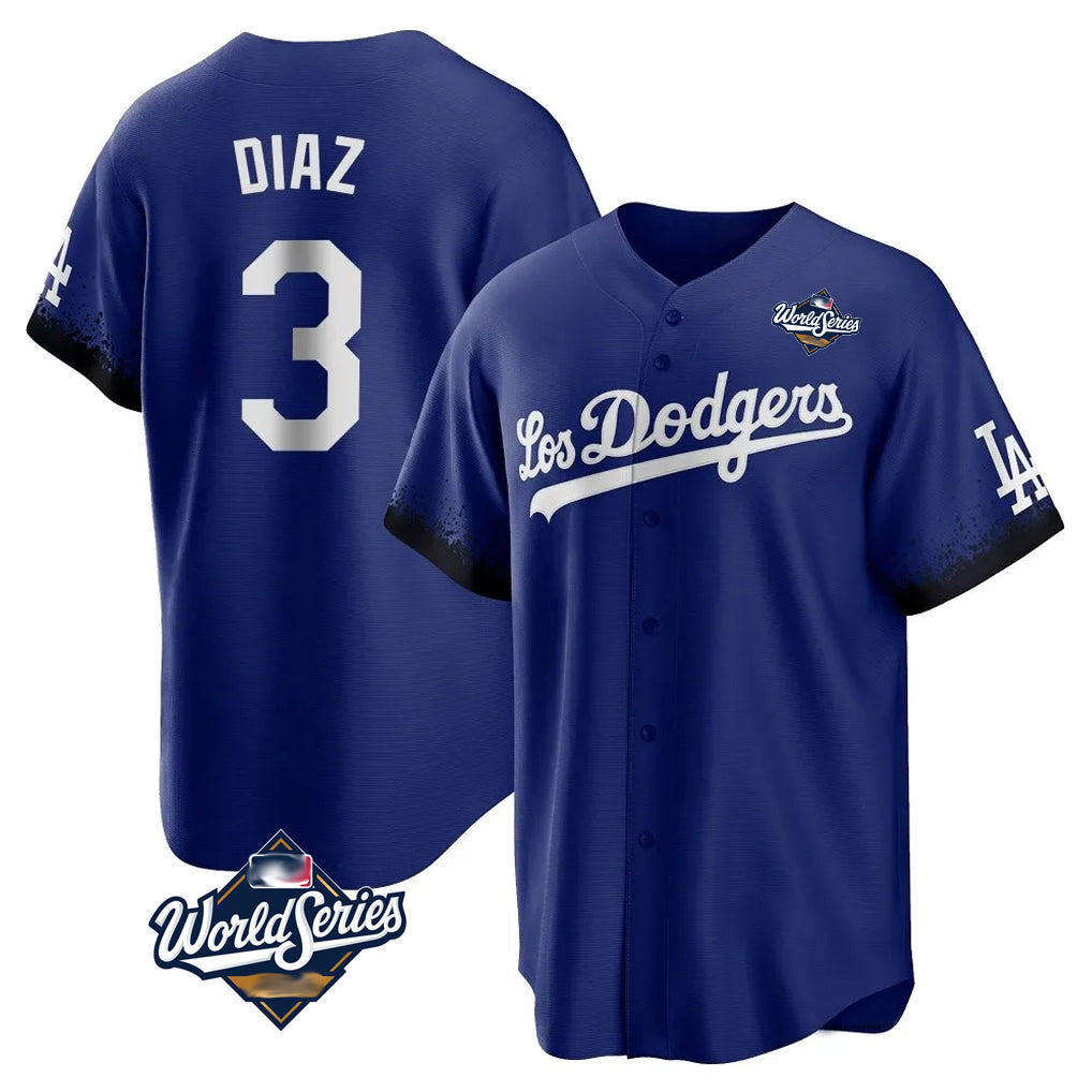 Friene LA.Dodgers #3 Edwin D¨ªaz Player Royal World Series City Connect Home Game Stitched Jerseys