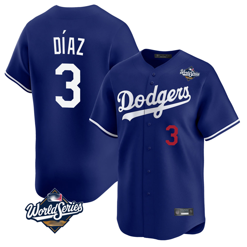 Friene LA.Dodgers #3 Edwin D¨ªaz Player Royal World Series Limited Home Stitched Jerseys