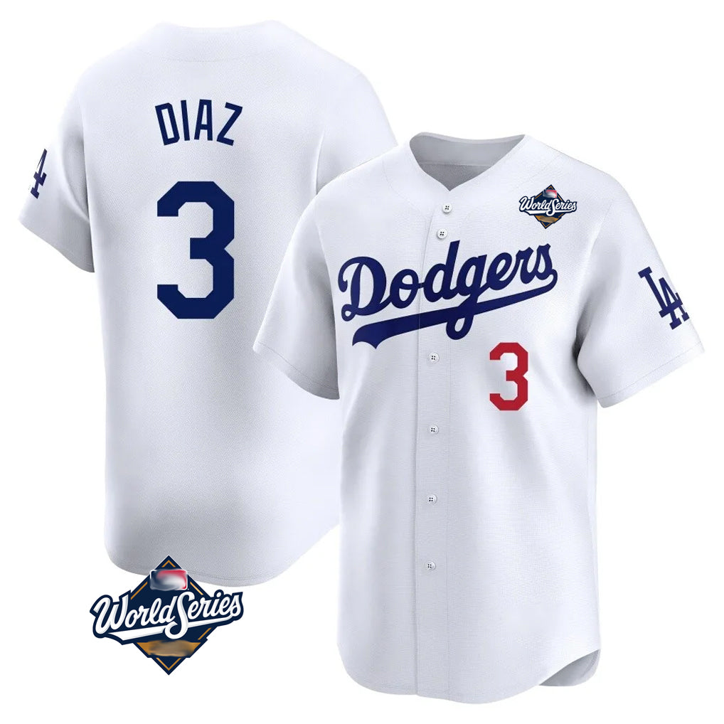 Friene LA.Dodgers #3 Edwin D¨ªaz Player White World Series Limited Home Stitched Jerseys