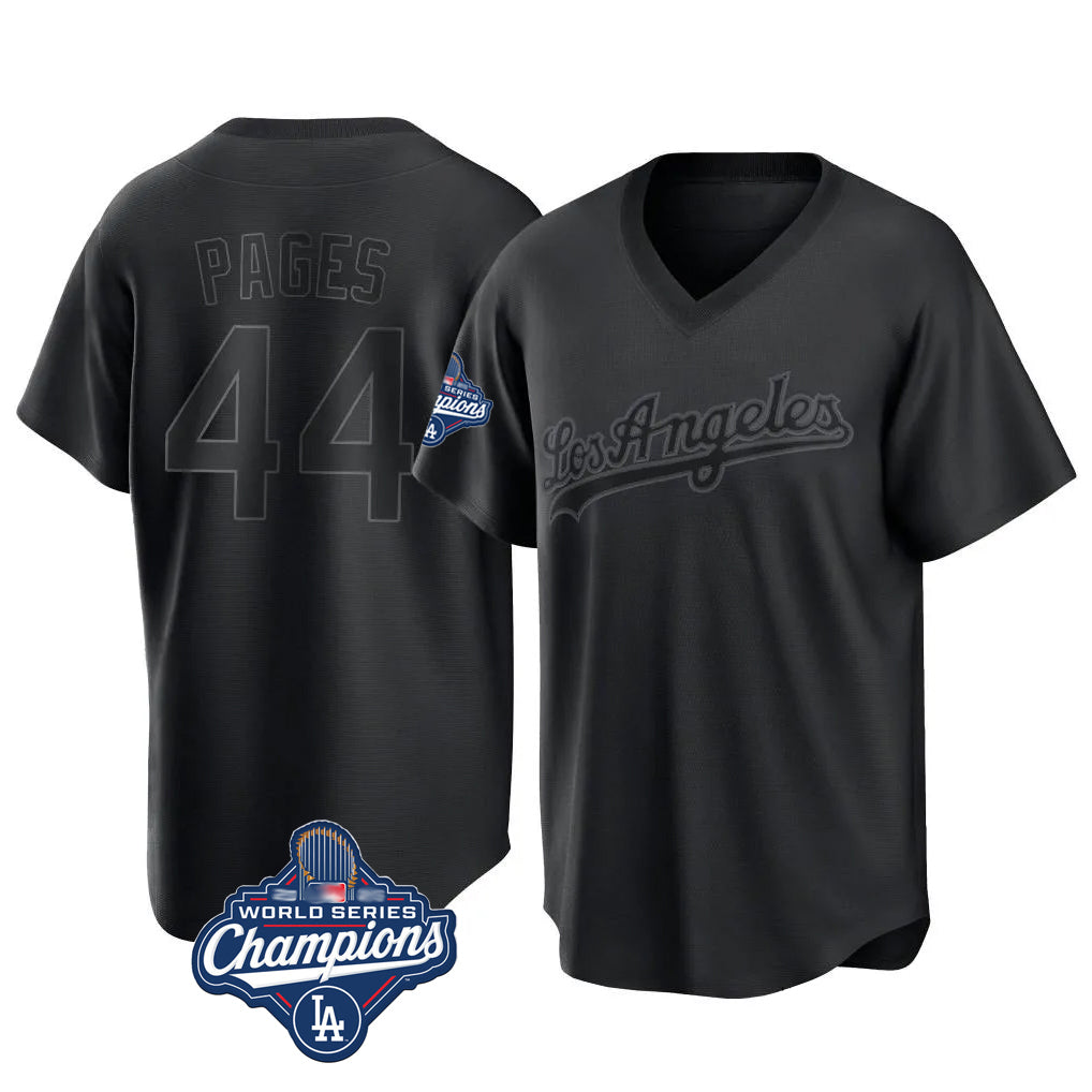 Friene LA.Dodgers #44 Andy Pages Player Black World Series Meet Pitch Fashion T-shirt Stitched Jerseys