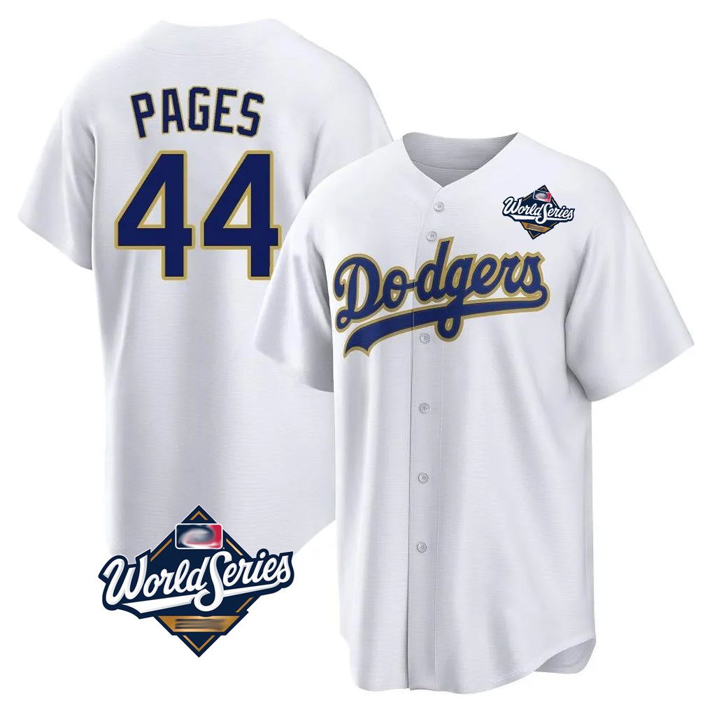 Friene LA.Dodgers #44 Andy Pages Player Gold White World Series 2026 Collection Stadium Game Stitched Jerseys